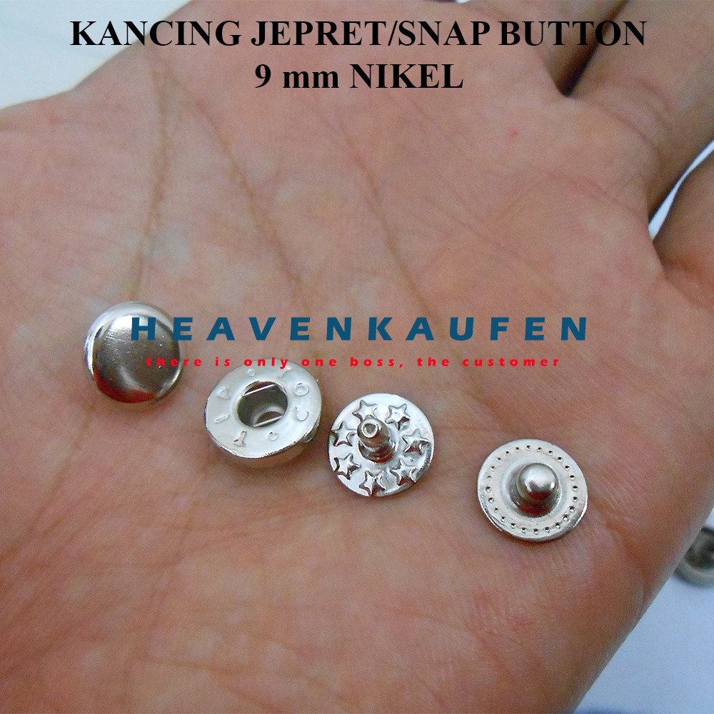 Kancing Jepret 9 mm nikel (Snap Button) Untuk Kancing Dompet, Gelang Dll