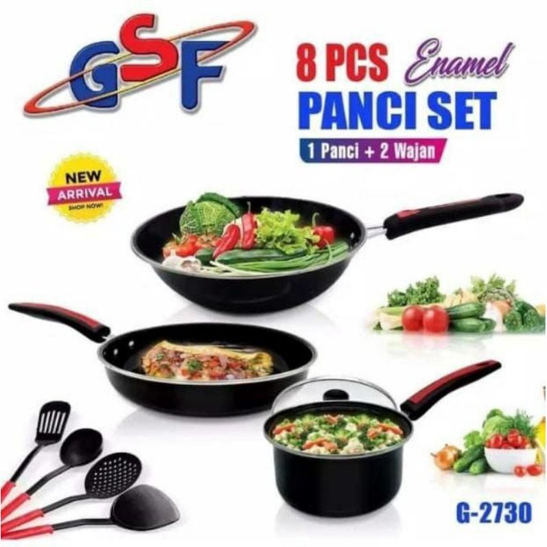 PANCI SET ENAMEL 8PCS / PANCI SET GSF / SET TEFLON PANCI / SET TEFLON TUTUP