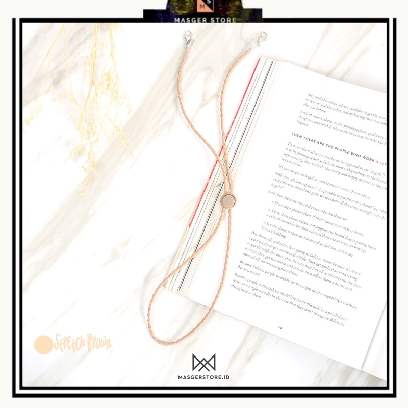 Kalung Masker Hijab 2in1 Strap Masker Elastis Stretchy Tali masker Kalung Strap Mask Hijab Strap Mask Premium-Stretch Brown