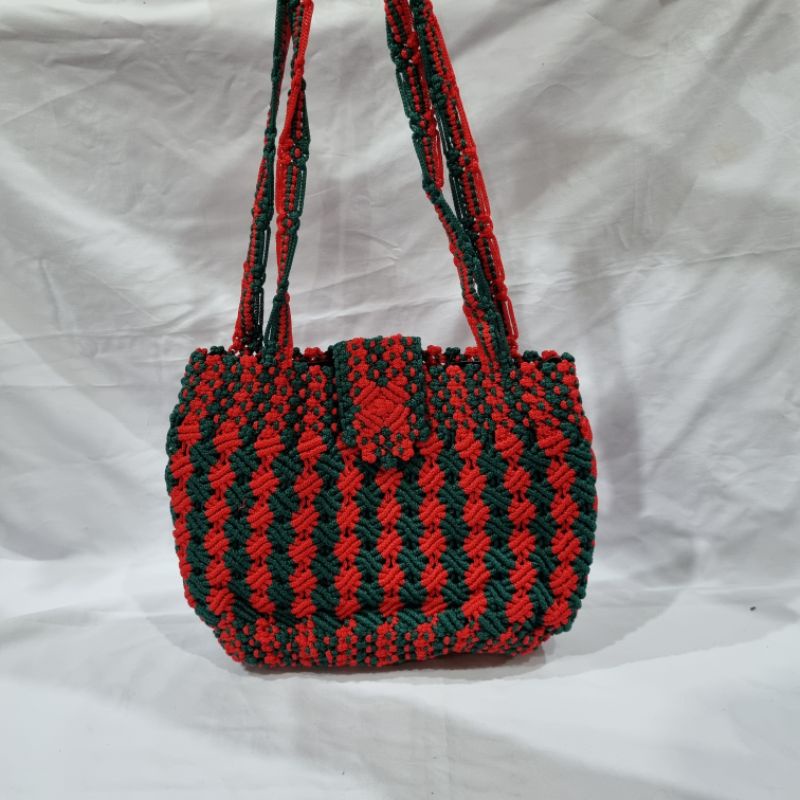 Tas tali kur jumbo/ Tas handmade tali kur/ Tas Tali kur silang bambu/ Tas macrame/ Tas wanita/ Tas b