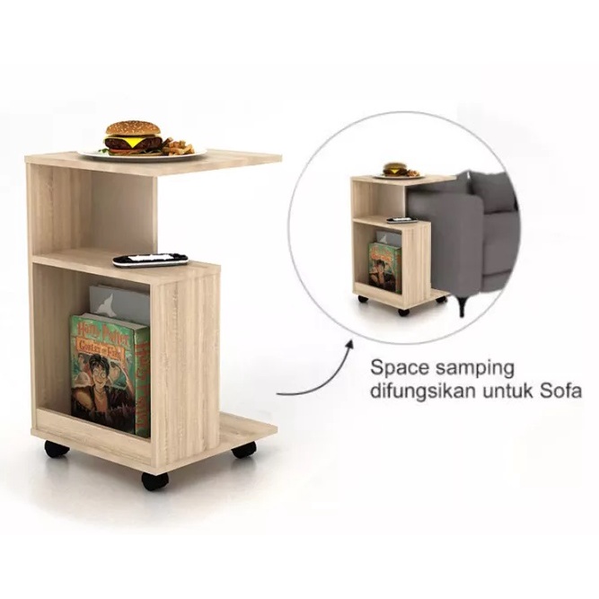 Meja Rak Laptop Portable Side Minimalis Mini Table Samping Ranjang Kasur Kerja Baca Tulis Belajar Ma