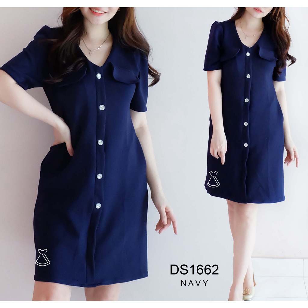 DS1662 - Dress Midi Scuba Dress Wanita Style Casual