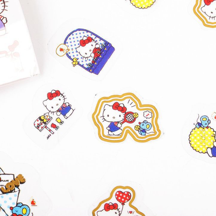 STICKER AESTHETIC 1 SET 45PCS KUROMI HELLO KITTY TWIN STARS MELODY CINNAMOROLL POMPOMPURIN NOTES STICKER KERTAS LABEL STIKER