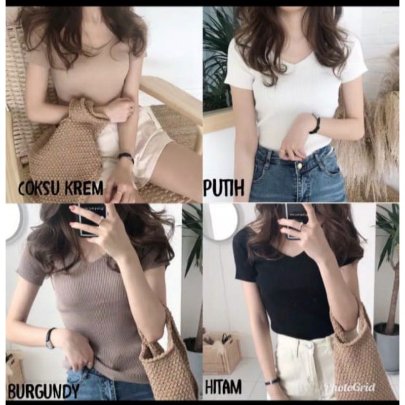 FX SHOP VIRIA / VNECK RAJUT / V NECK LENGAN PENDEK READY