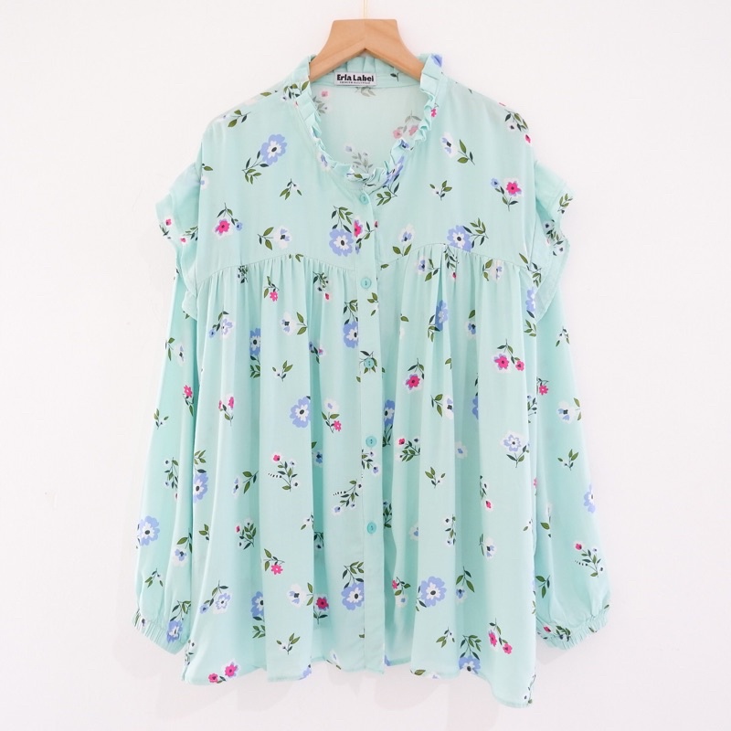 Kemeja Motif Oversize XXL LD 130  Rayon Bigsize Blouse Jumbo-6