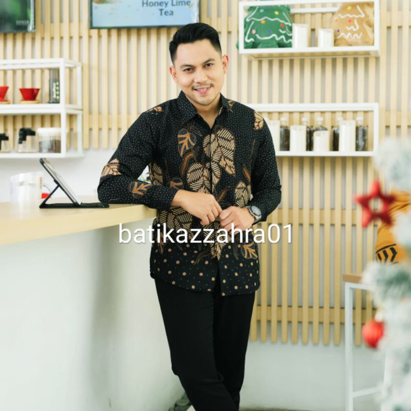 kemeja batik pria lengan panjang full puring slim fit premium