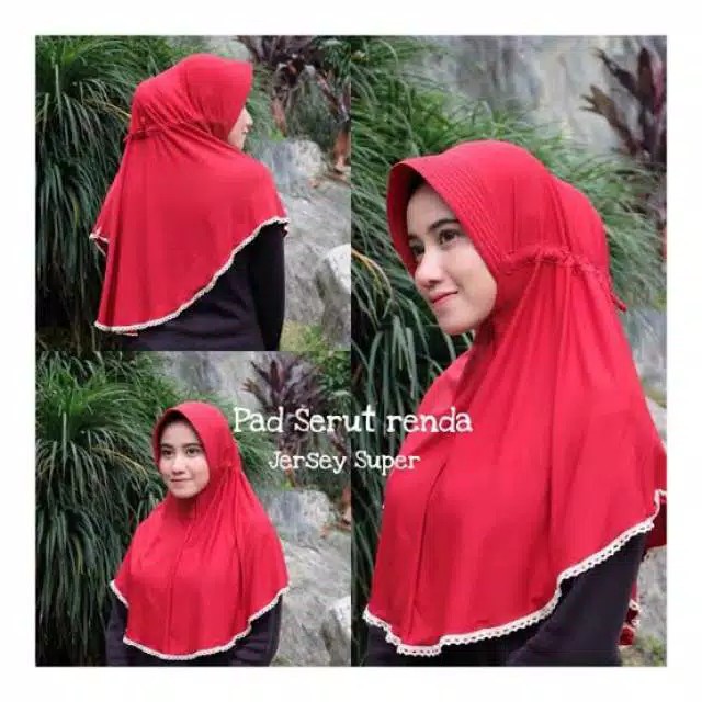 Hijab khimar pet serut renda pad