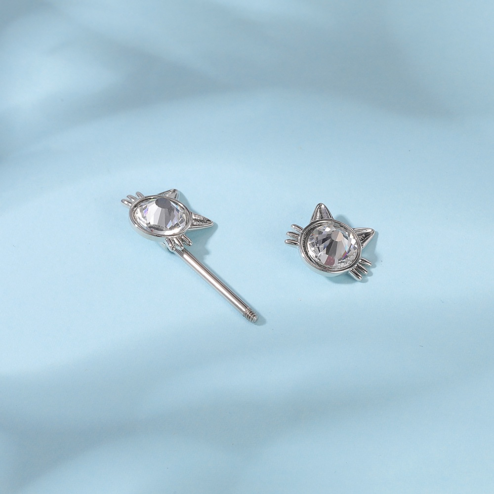 1pc Cincin Tindik Tubuh Desain Kucing / Kupu-Kupu / Lebah Bahan Stainless Steel