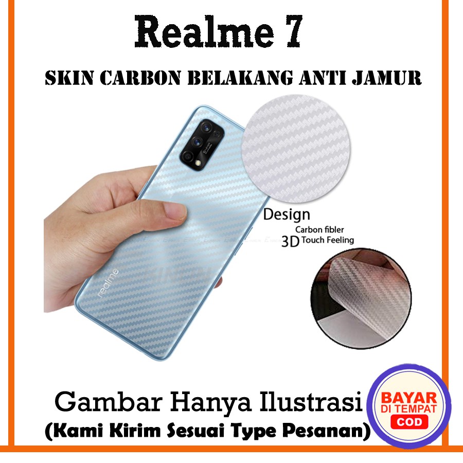 Realme 7 Skin Carbon Transparan Garskin Anti Gores Belakang Hp Stiker Anti Jamur