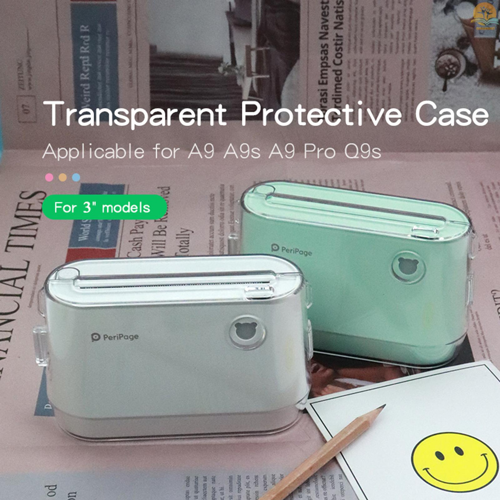Case Pelindung Transparan Dengan Tali Tangan Portabel Untuk Printer Thermal Label A9 / A9S / A9 Pro / Q9S