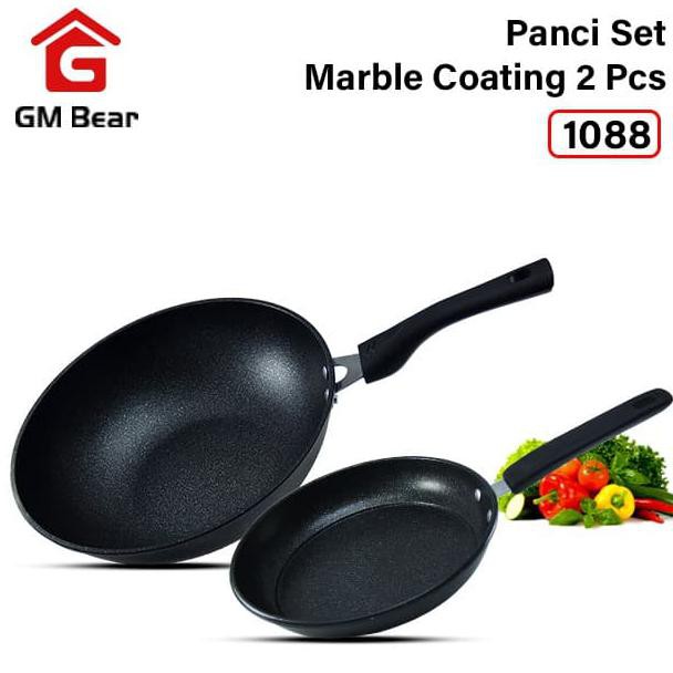  Terbaik  Gm Bear Panci Set Wajan  Marble Coating Isi 2Pcs 