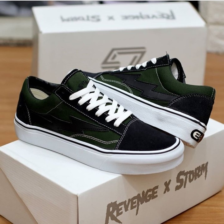 SEPATU REVENGE X STORM BLACK WHITE OLDSKOOL 100% ORIGINAL PREMIUM BNIB