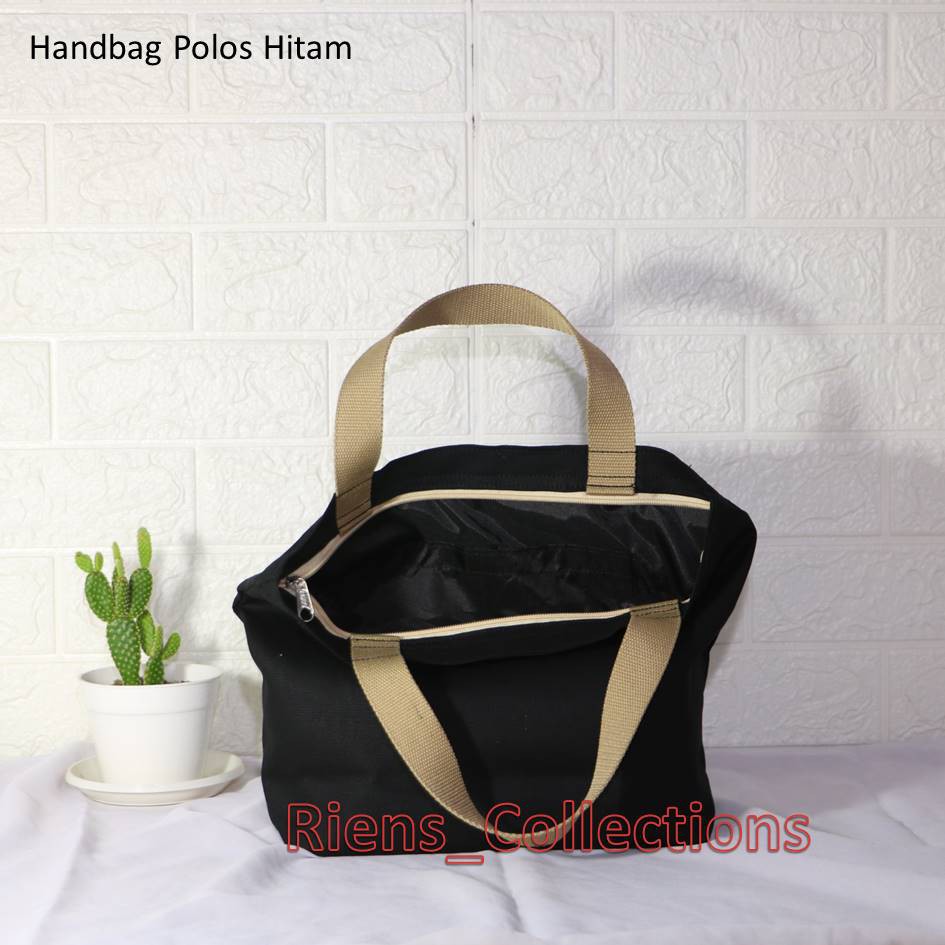 HANDBAG TAS JINJING KANVAS POLOS WARNA HITAM. Riens Collections