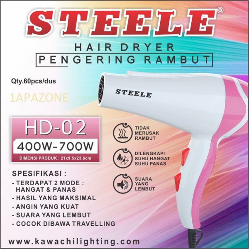 Hair Dryer Pengering Rambut STEELE HD-02 2 Kecepatan Angin