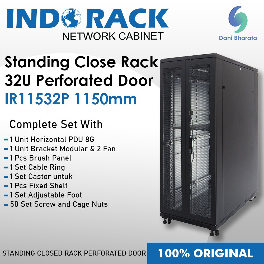 INDORACK Standing Close Rack 32U Perforated Door IR11532P Depth 1150mm