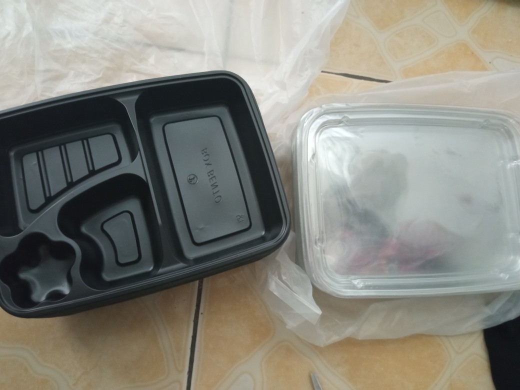 Tray Bento/mika Bento/box Bento/ Bento Sekat 4 + Tutup Bening