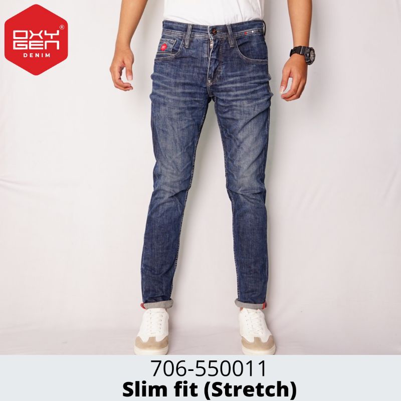 Jeans premium oxygen denim slimfit 5001 dark blue