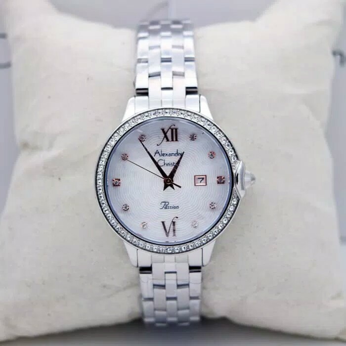 jam tangan wanita alexandre christie original AC 2712LD FULL SILVER