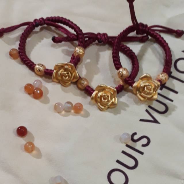 gelang tali cina mawar rose imitasi emas 24k