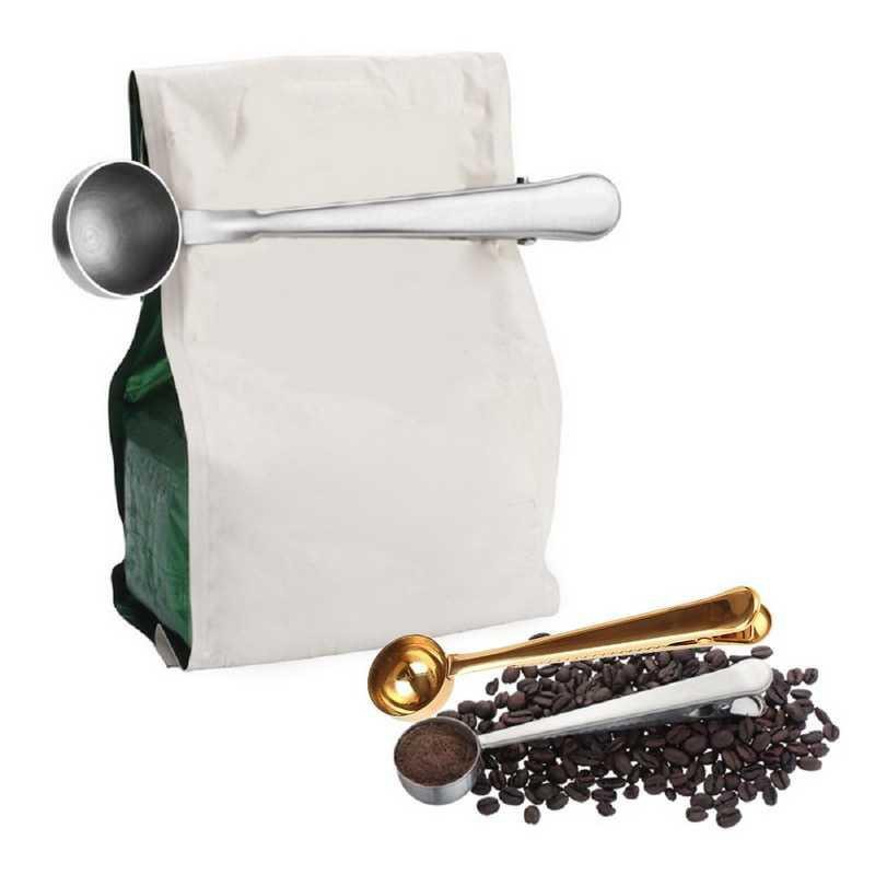 Urijk Sendok Takar Kopi Teh Measuring Spoon Stainless Steel with Clip [Gold]