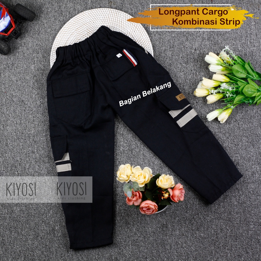 KIYOSIi Celana Chinos Cargo Jogger Sirwal Anak Unisex Outdoor Strip