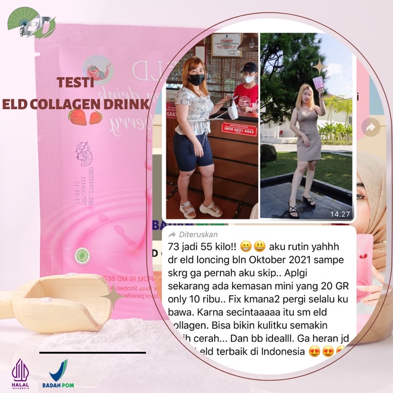 ( 250 gr )ELD COLLAGEN Pencerah dan Pelangsing Badan STRAWBERRY || Supplement beauty