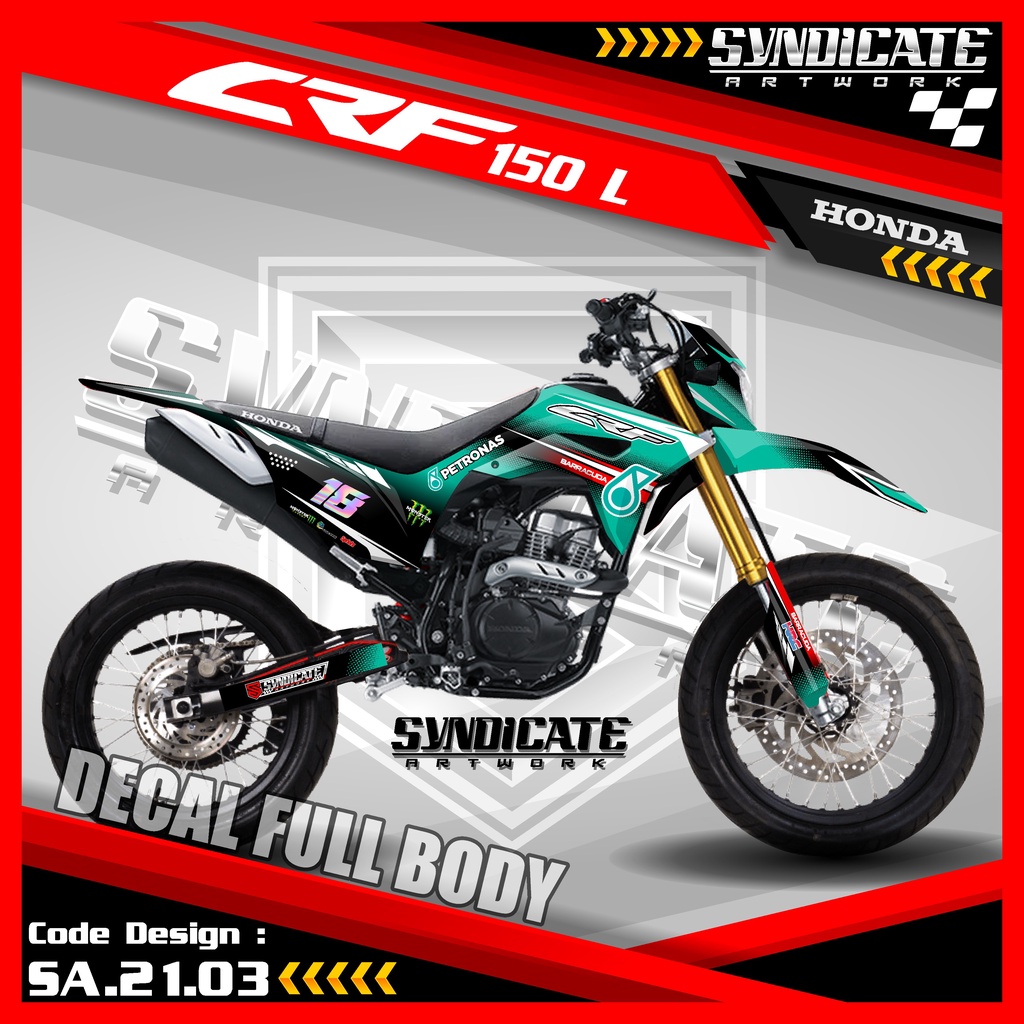 Decal Sticker Full Body Motor CRF 150L - Dekal Stiker Motor Cross Variasi Aksesoris Desain Petronas 