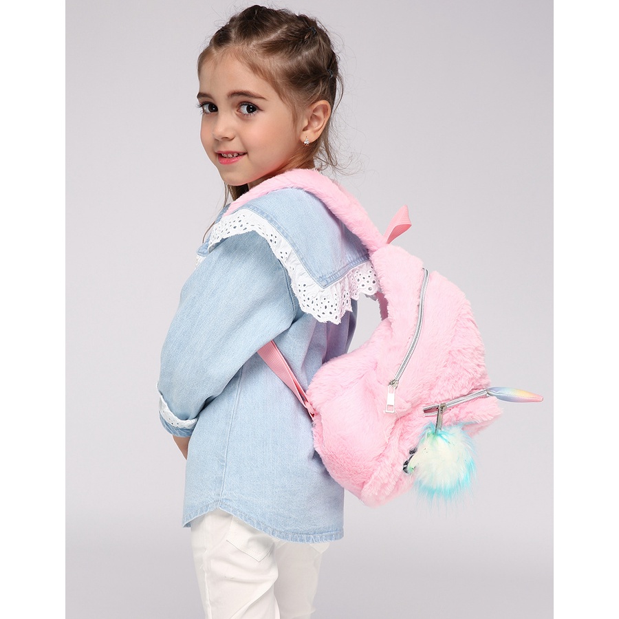 Tas Wanita Ransel Anak Backpack Cute Unicorn Color Large Bahan Plush