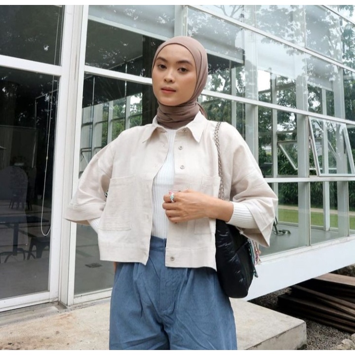 LIRA CROP/atasan terbaru/linen/croptop/semi jaket/blouse