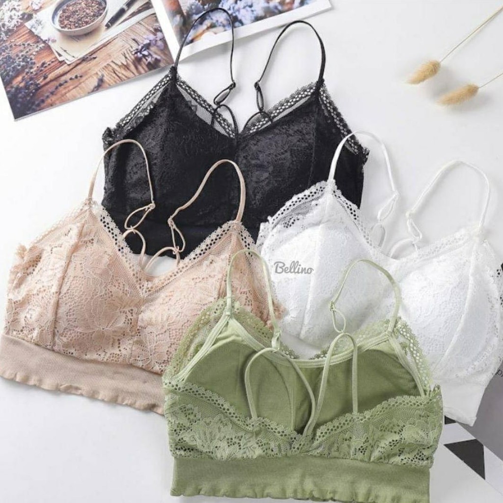 Bralette Lace Renda Pads With Cup Busa Korea Lingerie Sexy Tanpa Kawat Tanpa kait Belakang SYY-3