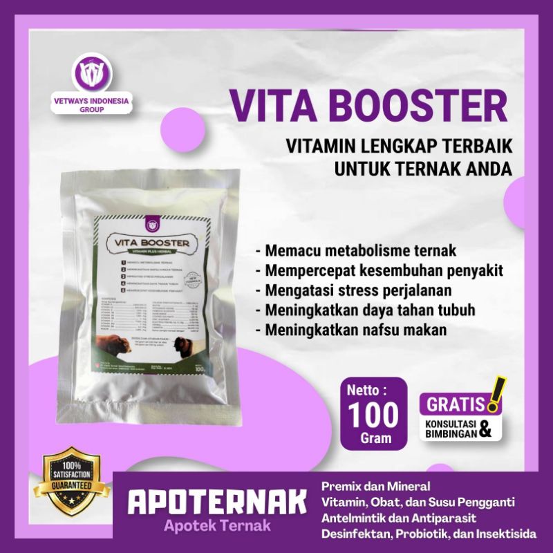 VITA BOOSTER | Multivitamin Penambah Nafsu Makan dan Mempercepat Penyembuhan Penyakit Pada Sapi Kambing Domba | Apoternak