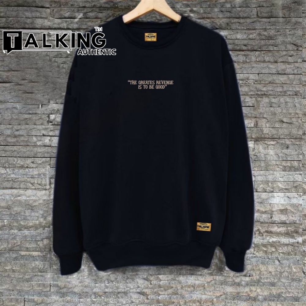 Sweater Crewneck Distro Pria Hitam Talking