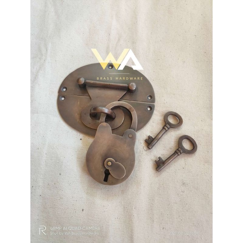 GRENDEL ENGSEL KUNINGAN ANTIK +GEMBOK KUNINGAN ANTIK - ANTIQUE BRASS