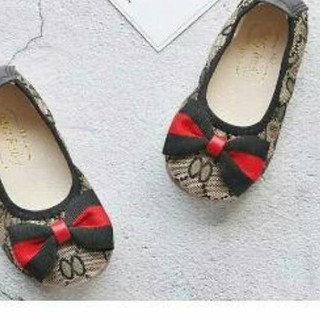 plk 678 Sepatu flat casual balet gucci  coklat hitam  pita 