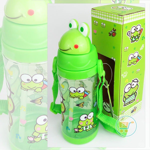 DAL Botol Air Minum Kepala Karakter Lucu anak  / Botol Minum Lucu  / tempat minuman Unik anak-hijau + bubble
