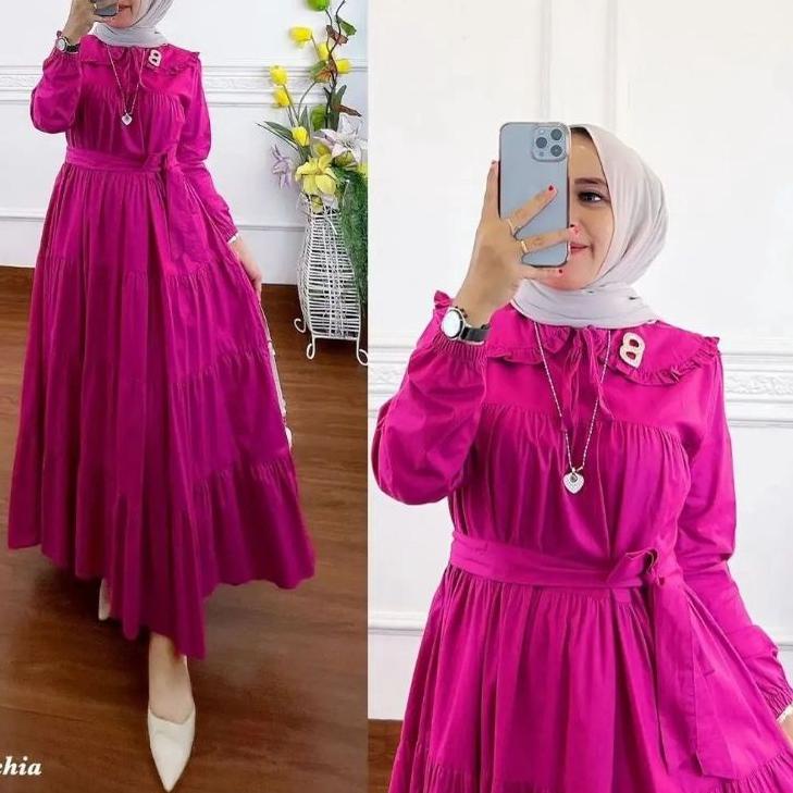 ۩ Amora Dress Maxi Rayon Wanita Free Belt Baju Wanita Trend Kekinian Terbaru 2022 Pakaian Muslim Wan