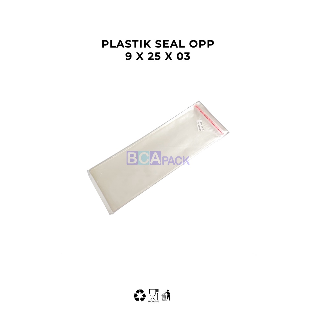 

KEMASAN PLASTIK SEAL OPP 9 X 25 X 03 - PLASTIK BENING - 100 LEMBAR