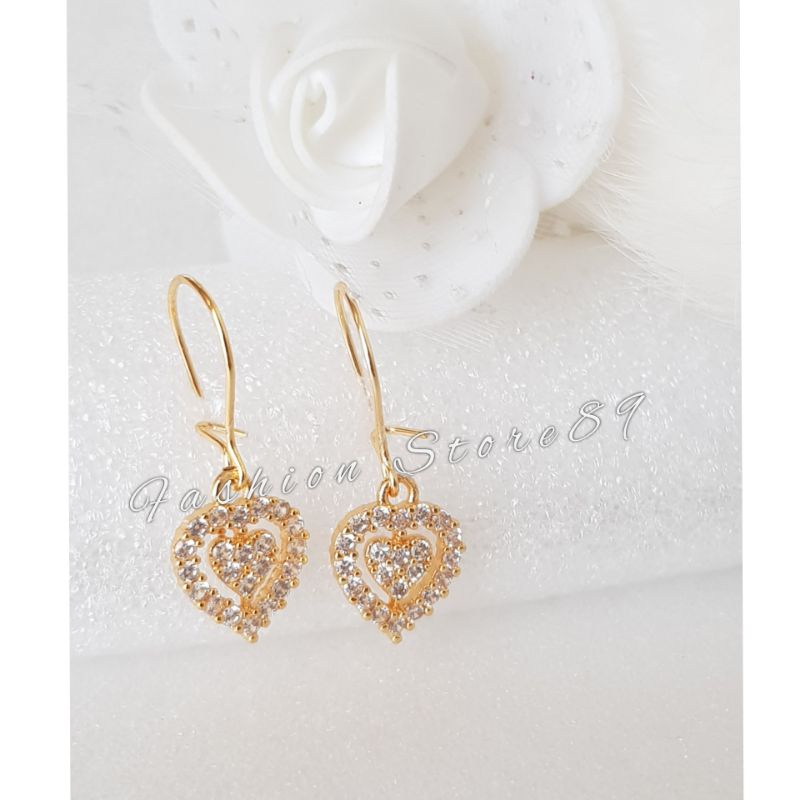 Anting Love Fashion Xuping perhiasan lapis emas import Dewasa Jurai Anting love Full permata