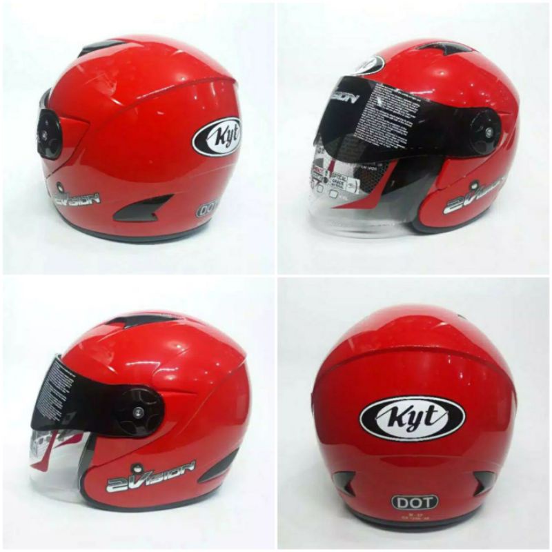 HELM KYT 2 VISION SOLID MERAH ORIGINAL SNI