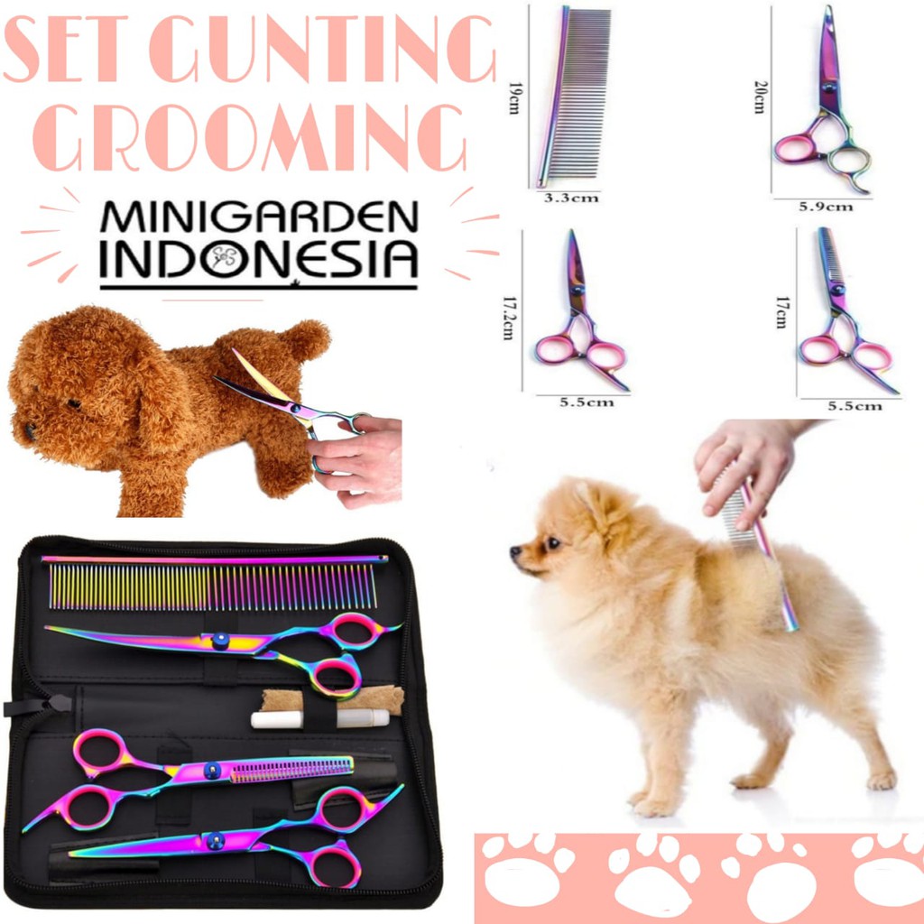 SET GUNTING GROOMING PROFESSIONAL 4in1 pet scissors gunting bulu hewan anjing kucing clipper tools