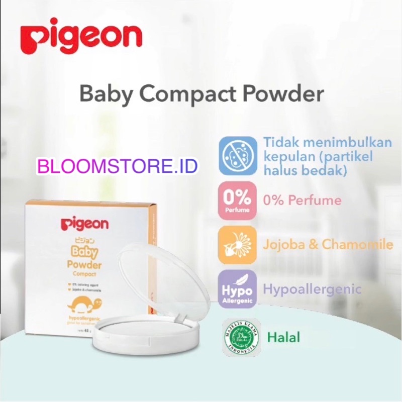 PIGEON Bedak Padat Bayi Bambi Baby Compact Powder Cake Chamomile White 45 Gr 45Gr Gram 45 Gram With Case Murah Termurah Original Refill Puff Set Dengan Tempat