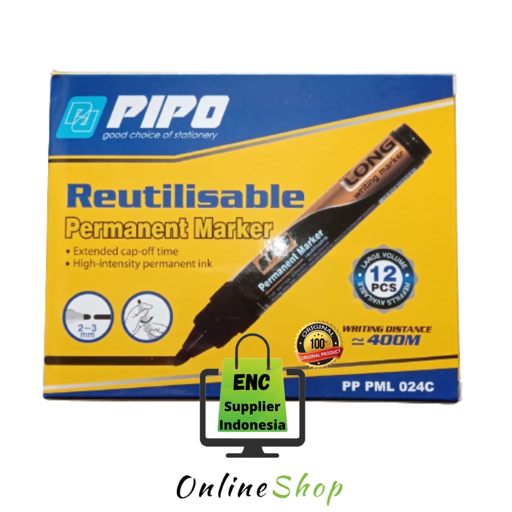 

1 buah Pipo spidol permanent marker pml024c per pcs - enc.sup