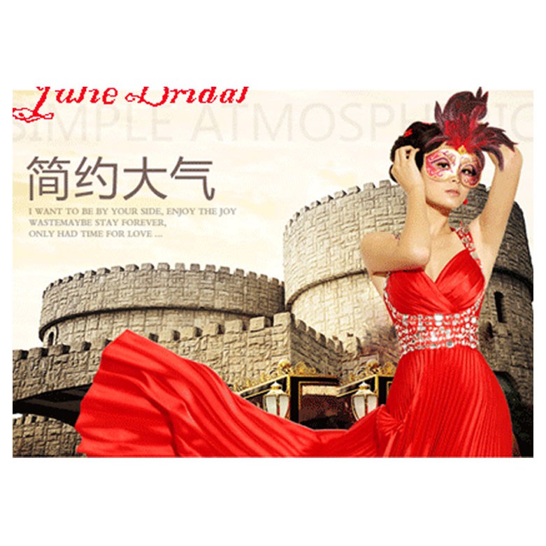 LD gaun pesta wanita panjang model elegant merah