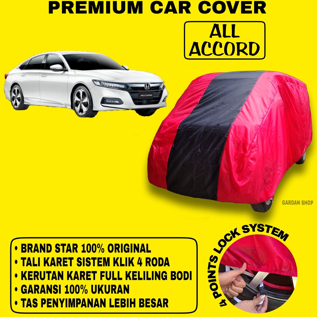 Body Cover ALL ACCORD MERAH HITAM Penutup Bodi Mobil All Accord Waterproof PREMIUM