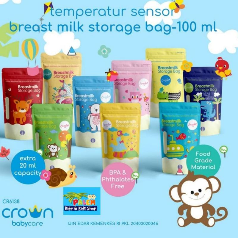 Crown Breast Milk Storage Bag Kantong Asi 100ml isi 30 pcs