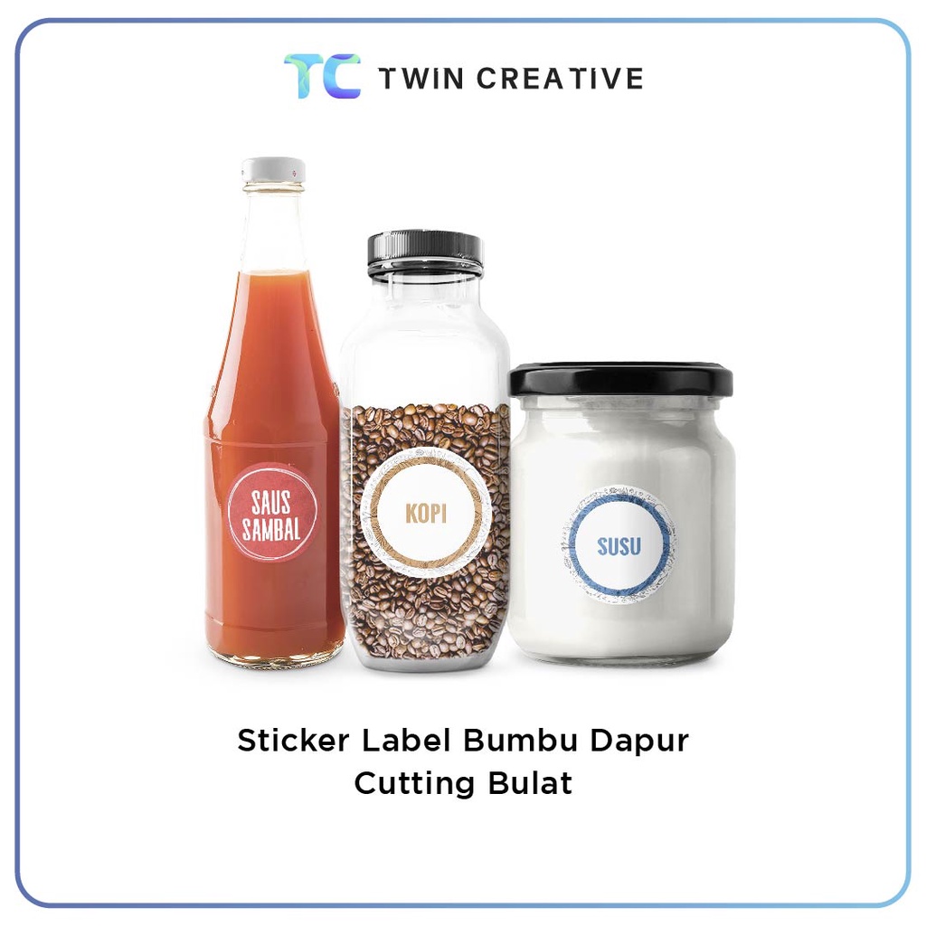 Custom Stiker Label Nama Bumbu Dapur Bulat Anti Air - Spices Sticker Toples Waterproof