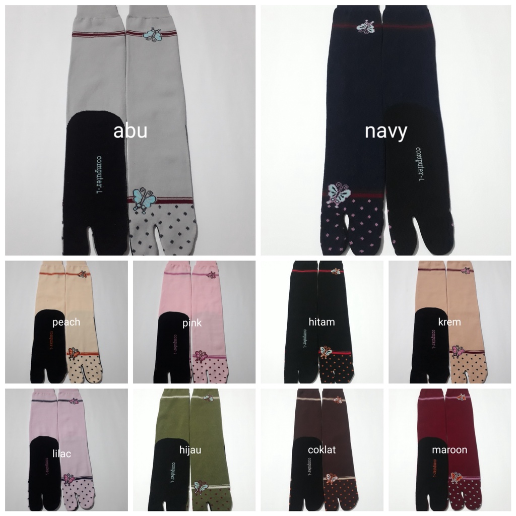 12 pasang kaos kaki jempol motif muslimah/motif kupu2