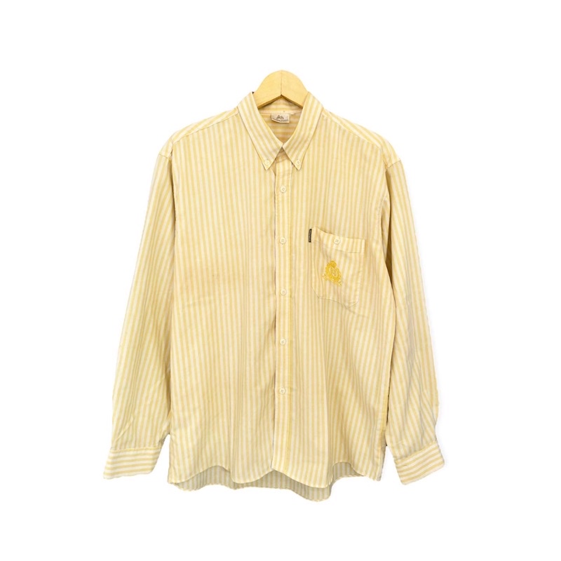 kemeja strip kuning putih , baju second dan murah
