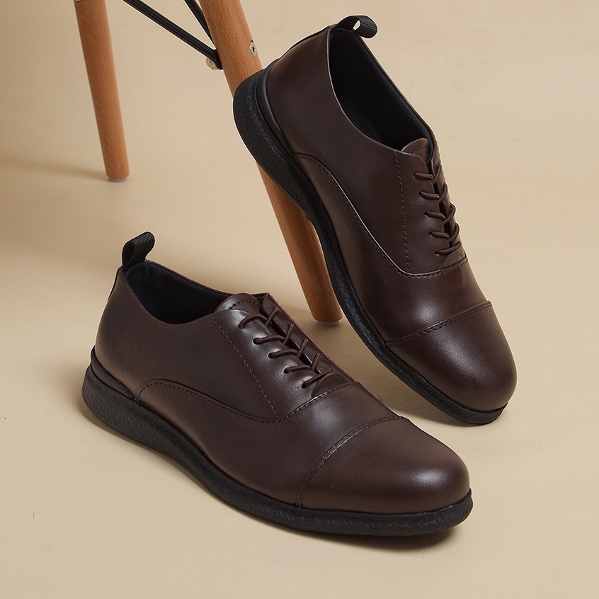 OXFORD 3.0 BROWN (KULIT ASLI) |ManNeedMe x Kenzio| Sepatu Pantofel Pria Derby Shoes Formal ORIGINAL