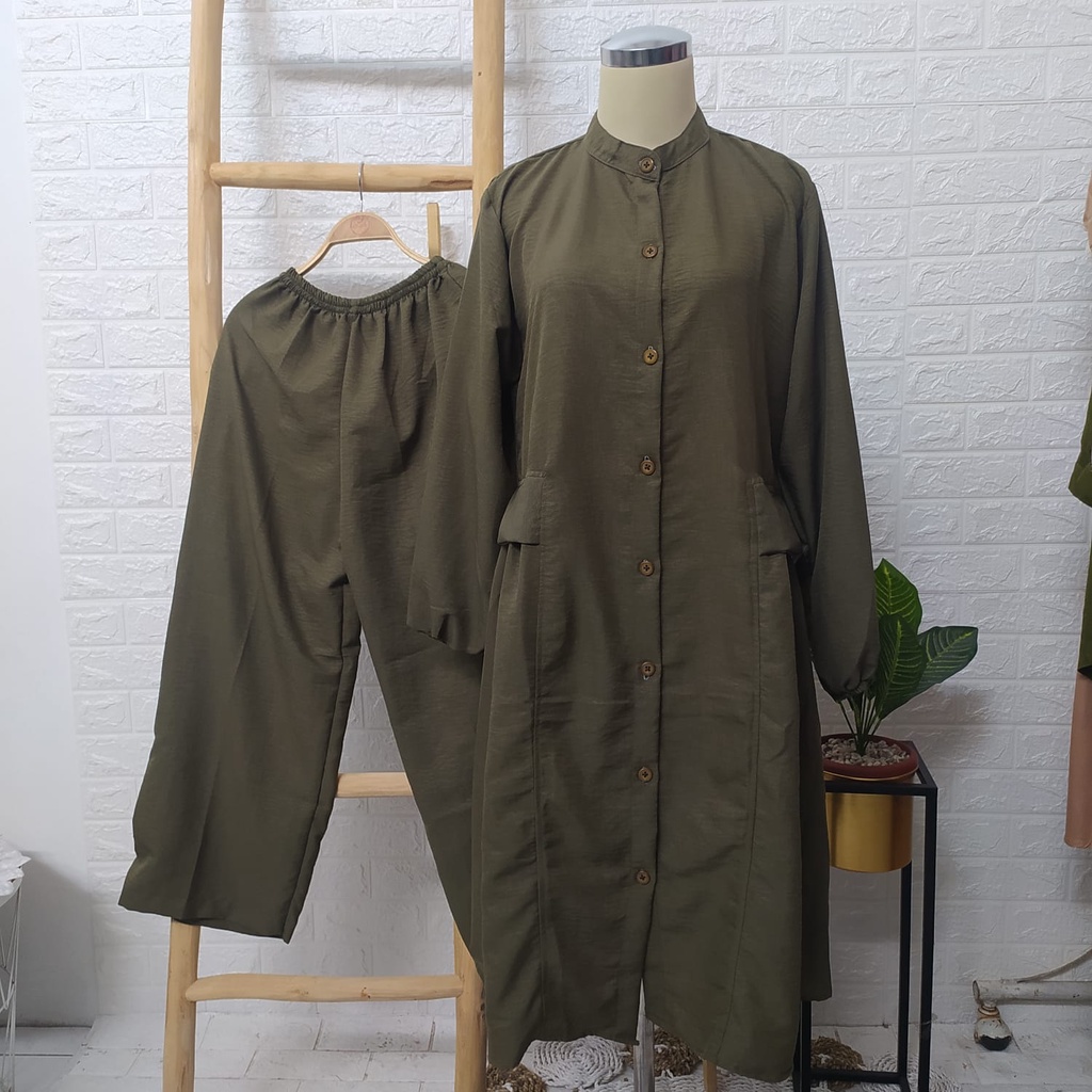 Baju Crinkle Premium - Baju Set Crinkle Wanita - Baju Setelan Kekinian - One Set Wanita - Tunik Wanita Crinkle Terbaru - Baju One Set Crinkle Airflow